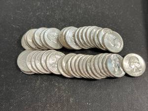 UNCIRCULATED ROLL OF 1952 US WASHINGTON QUARTERS 40 COINS