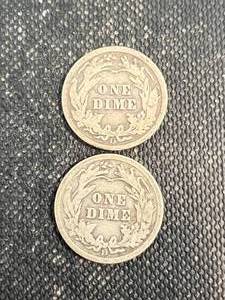 2 US BARBER DIMES 1912 1914