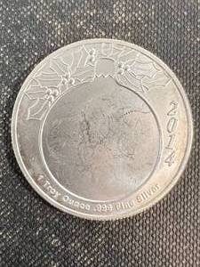 1 TROY OZ .999 FINE SILVER 2014 MERRY CHRISTMAS ROUND