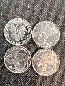 GROUP OF 4 SILVER � OZ ROUNDS AS PICTURED