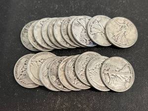GROUP OF 20 US SILVER HALF DOLLARS 1940-1945