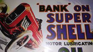lot 213 image: Super Shell Motor Oil Metal Sign.