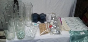 lot 263 image: Flameless Tea Lights, Vases And Party Supplies.