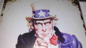 lot 352 image: Uncle Sam Wants You For Army Metal Sign..