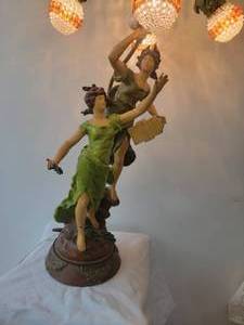 lot 5 image: Vintage Figural Nouveau Globe Lamp