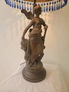 lot 21 image: Science Maritime Spelter Female Figural Lamp