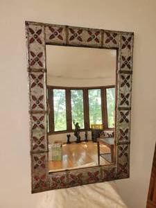 lot 94A image: Funky Punched Tin Wall Mirror
