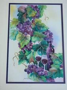 lot 106 image: Pat Hower Water Color Wine Grapes