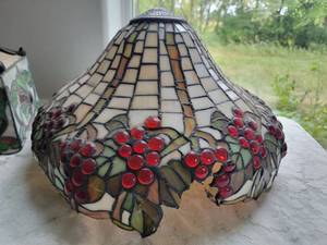 lot 123 image: Damaged Antique Lead Stain-Glass Shades Victorian Designs