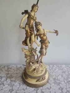 lot 20A1 image: Moreau Spelter Lamp Nouveau Goddesses Quantity Two