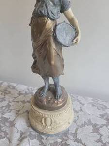 lot 73A2 image: Spelter Tambourine Woman Glob Lamp
