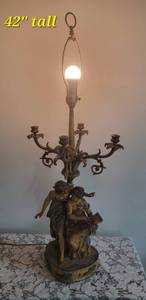 lot 19A image: Female Muses Spelter Candelabra