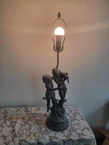 lot 73A6 image: Wine Vessel Children Spelter Lamp
