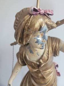 lot 73A7 image: Spelter Farm Girl Lamp