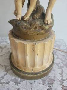 lot 100IA image: Antique Spelter Figural Lamp Mother & Child