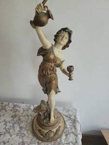 lot 100A image: Moreau Wine Woman Spelter Lamp