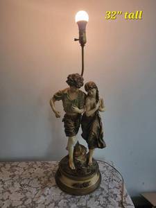 lot 100B image: Moreau Endearing Children Spelter Lamp