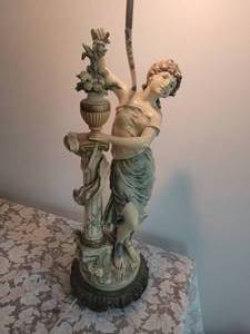 lot 100F image: Moreau Neoclassical Garden Goddess Spelter Lamp