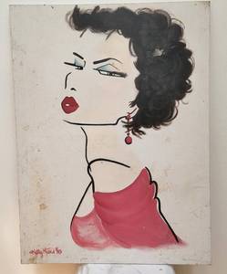 lot 141 image: Original Art Painting Minimal Fashion Model Acyrlic on Canvasas