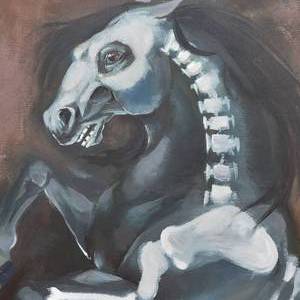 lot 143 image: Original Acrylic on Board  Apocalyptic Horse