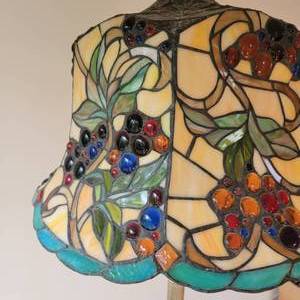 lot 62 image: Tiffany Style Stained Glass Table Lamp Shade  Berry Clusters