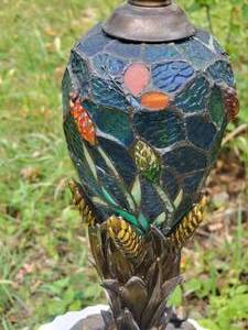 lot 19B image: Incredible Vintage Stained Glass Dragonfly Lamp