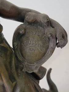 lot 73B4 image: French Art Nouveau Statuette - August Moreau - Un Pour Tous, Tous Pour Un