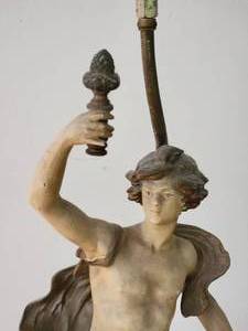 lot 73B5 image: French Art Nouveau Sculpture Lamp - August Moreau - LInspiration