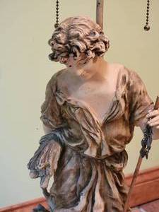 lot 27A1 image: French Art Nouveau Sculpture Lamp - August Moreau - Le Champ