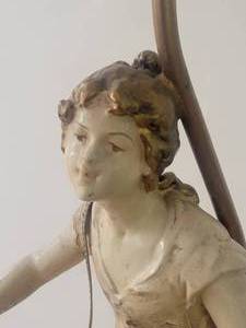 lot 27B3 image: French Art Nouveau Sculpture Lamp - Louis Moreau - La Bouquetiere - 2 of 2