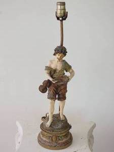 lot 27D3 image: French Art Nouveau Sculpture Lamp - August Moreau - Violin