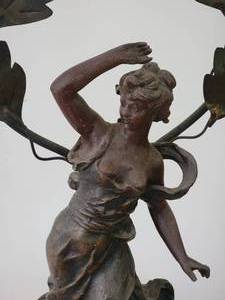 lot 27A9 image: French Art Nouveau Sculpture Lamp - August Moreau - La Danse