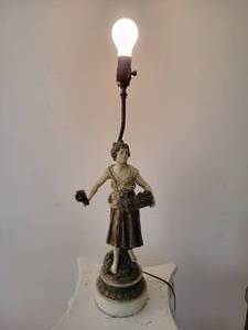lot 27B2 image: French Art Nouveau Sculpture Lamp - Louis Moreau - La Bouquetiere - 1 of 2