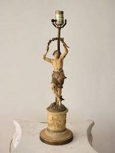lot 27D8 image: French Art Nouveau Sculpture Lamp - August Moreau - Le Danseur