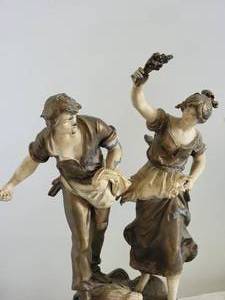 lot 107C1 image: French Art Nouveau Sculpture Lamp - August Moreau - Body Only