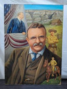 Hand Painted Theodore Roosevelt Painting by Emmet Morgan