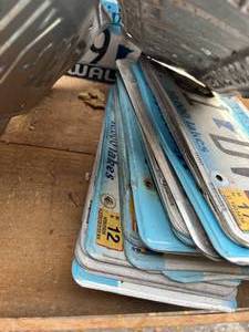 lot 42 image: Wood Crate of License Plates