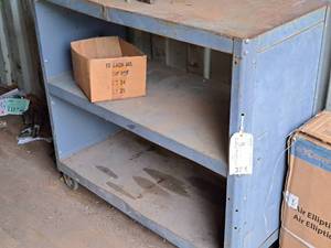 lot 80 image: Rolling Metal Shelving Unit 2-tier