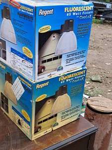 lot 135 image: Lot of (2) Regent 65W Fluorescent Outdoor Light Fixtures (in box)