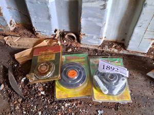 lot 76 image: Lot of (3) Weed Whip Accessories - Trimmer Line, Replacement String Trimmer Cutting Head