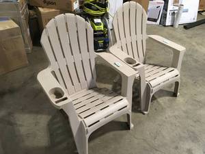 lot 14 image: Outdoor Patio Chairs One Chair Slightly Cracked  Customer Returns See Pictures