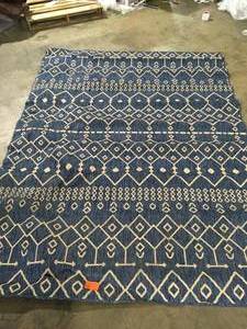lot 21 image: Well Woven Medusa Nord Blue 6 ft. 7 in. x 9 ft. 3 in. Moroccan Tribal Indoor Outdoor Distressed Flat Weave Area Rug    Customer Returns See Pictures