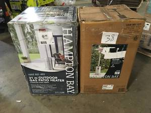 lot 38 image: Lot of 2 Assorted Outdoor Gas Patio Heater Various Sizes Customer Returns See Pictures