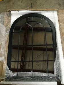 lot 42 image: Kate and Laurel Joffrey 36.00 in. H x 24.00 in. W Black Arch Farmhouse Framed Decorative Wall Mirror  Customer Returns See Pictures