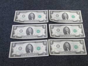 lot 513 image: 6- Sequential Uncirculated $2 Bills...