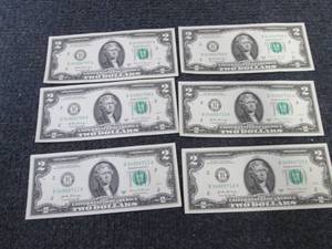 lot 515 image: 6- Sequential Uncirculated $2 Bills...