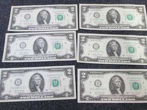lot 519 image: 6- Sequential Uncirculated $2 Bills...