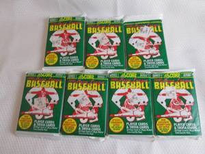 lot 88 image: 7 1991 Score Baseball Series 1 Pack...