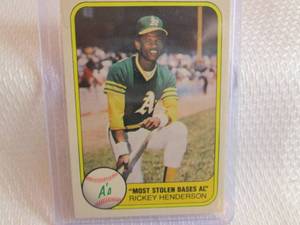 lot 109 image: 1981 Fleer Rickey Henderson Card...