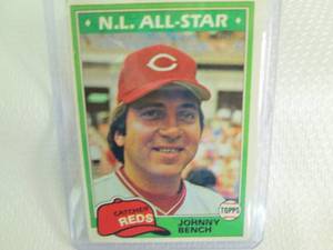 lot 209 image: 1980 Topps Johnny Bench Card...